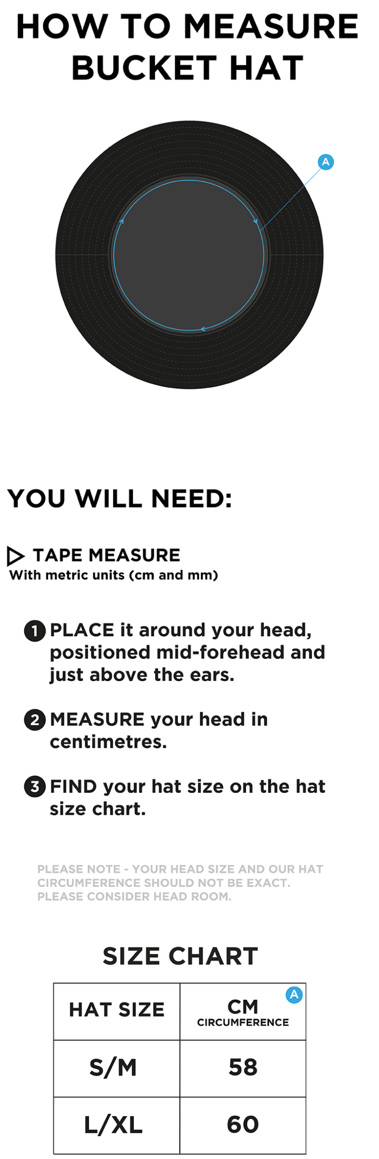 YOUNG LIONS CC Dual Bucket Hat - Navy - Size Guide