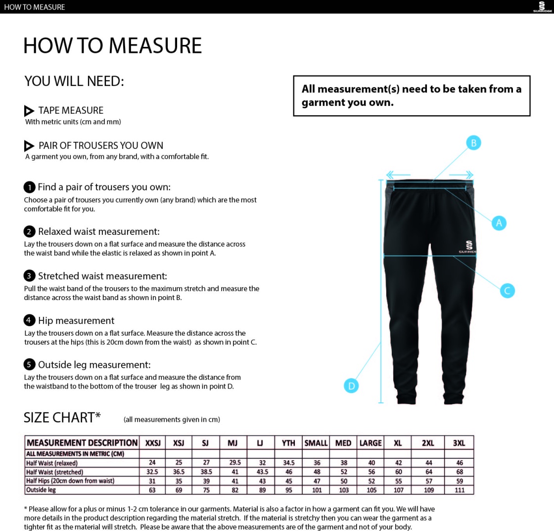 Young Lions Cricket Club Dual Skinny Pants - Size Guide
